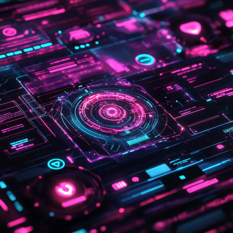 Futuristische Benutzeroberfläche in Neonfarben