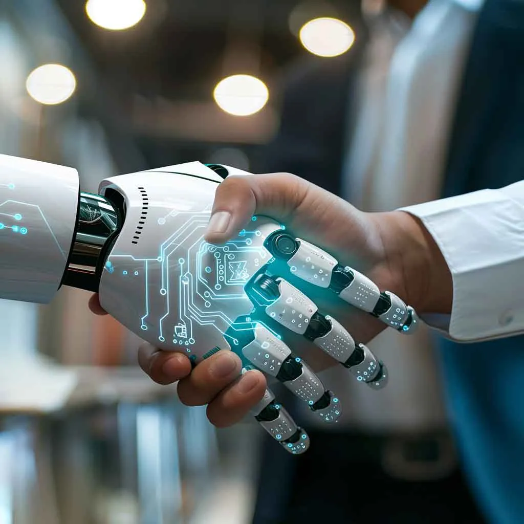 Handschlag zwischen Mensch und Roboter