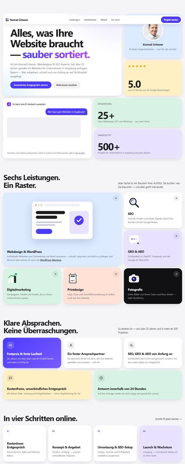 Design-Studie „Bento“ — Website-Beispiel von Konrad Griesser