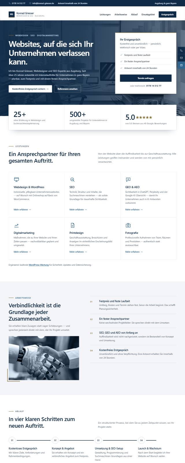 Design-Studie „Corporate Klassik“ — Website-Beispiel von Konrad Griesser