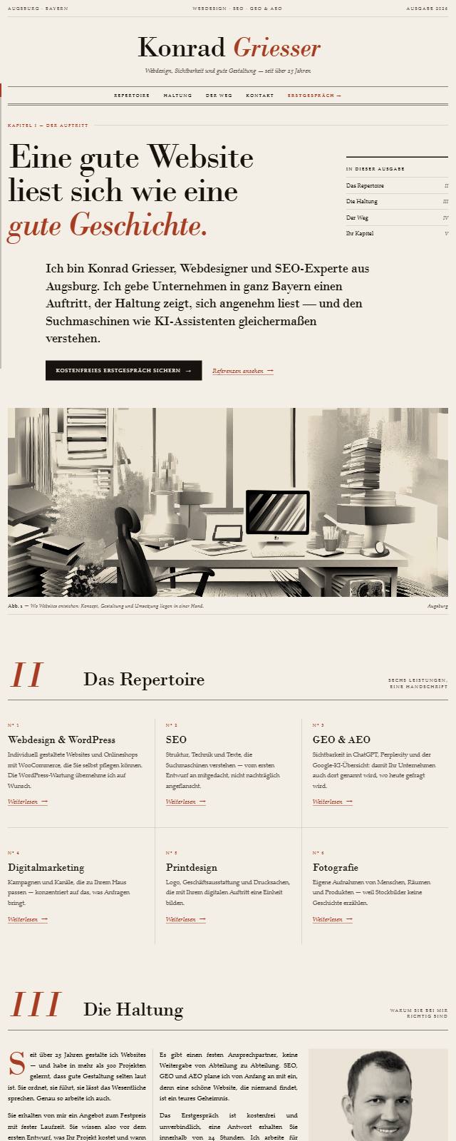Design-Studie „Editorial Serif“ — Website-Beispiel von Konrad Griesser