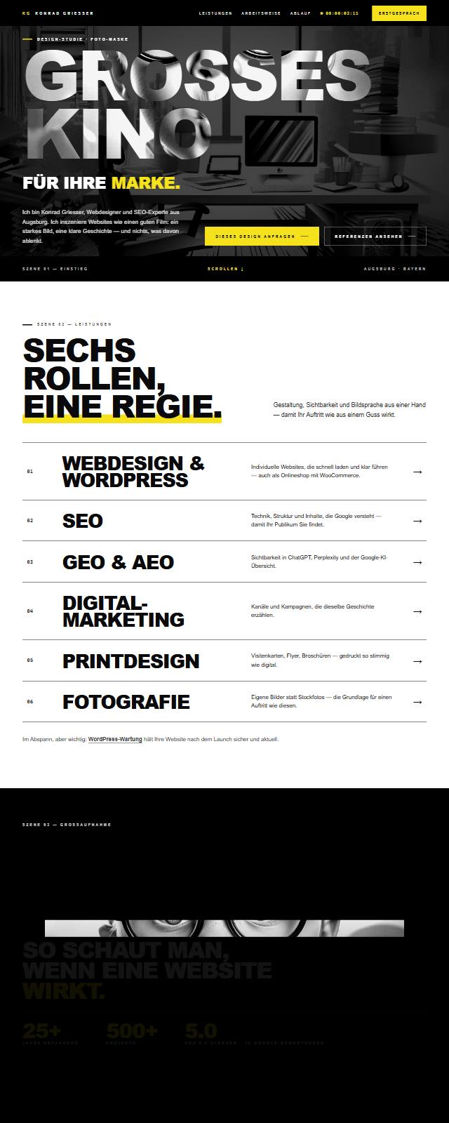 Design-Studie „Foto-Maske“ — Website-Beispiel von Konrad Griesser
