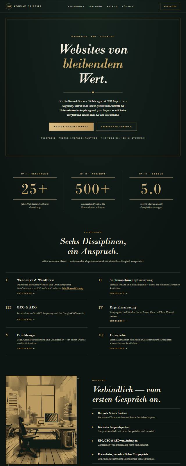 Design-Studie „Luxury Gold“ — Website-Beispiel von Konrad Griesser