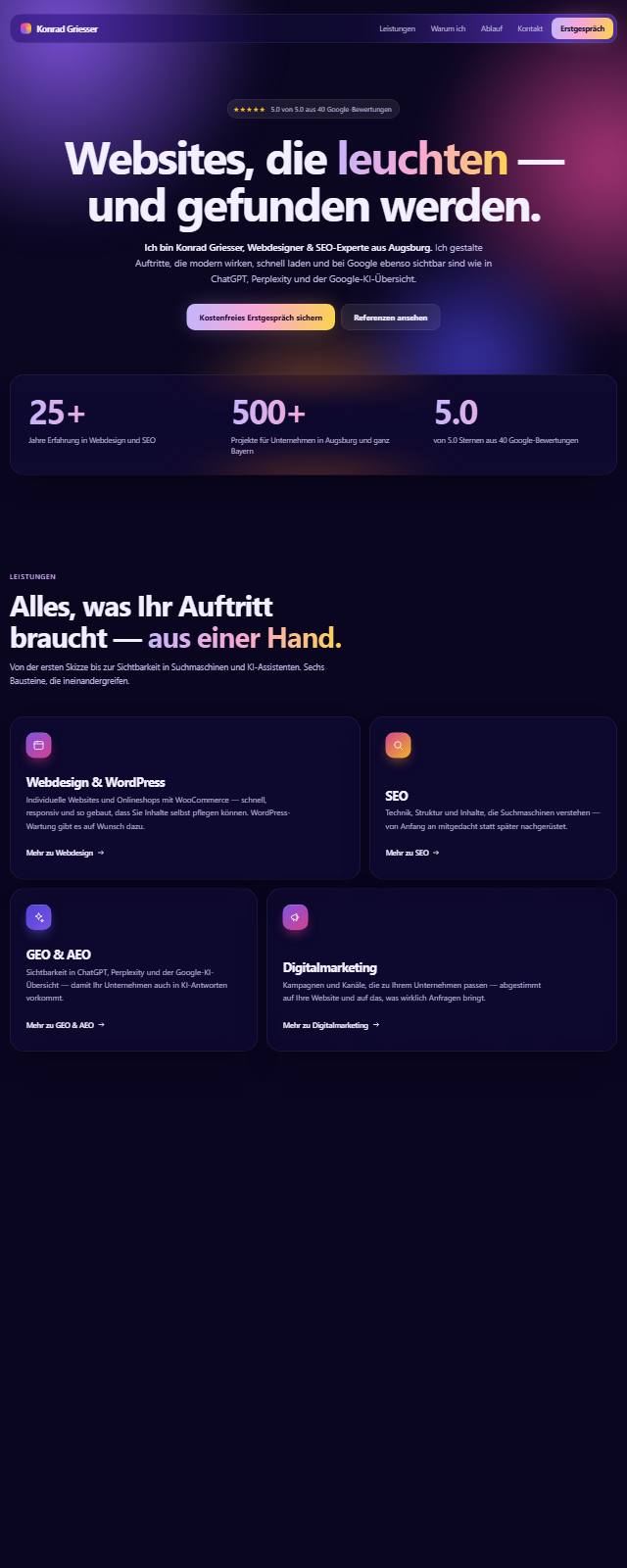 Design-Studie „Mesh Gradient“ — Website-Beispiel von Konrad Griesser