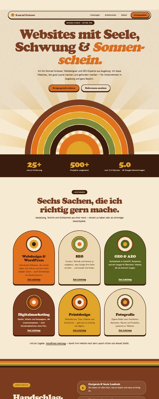 Design-Studie „Retro 70s“ — Website-Beispiel von Konrad Griesser