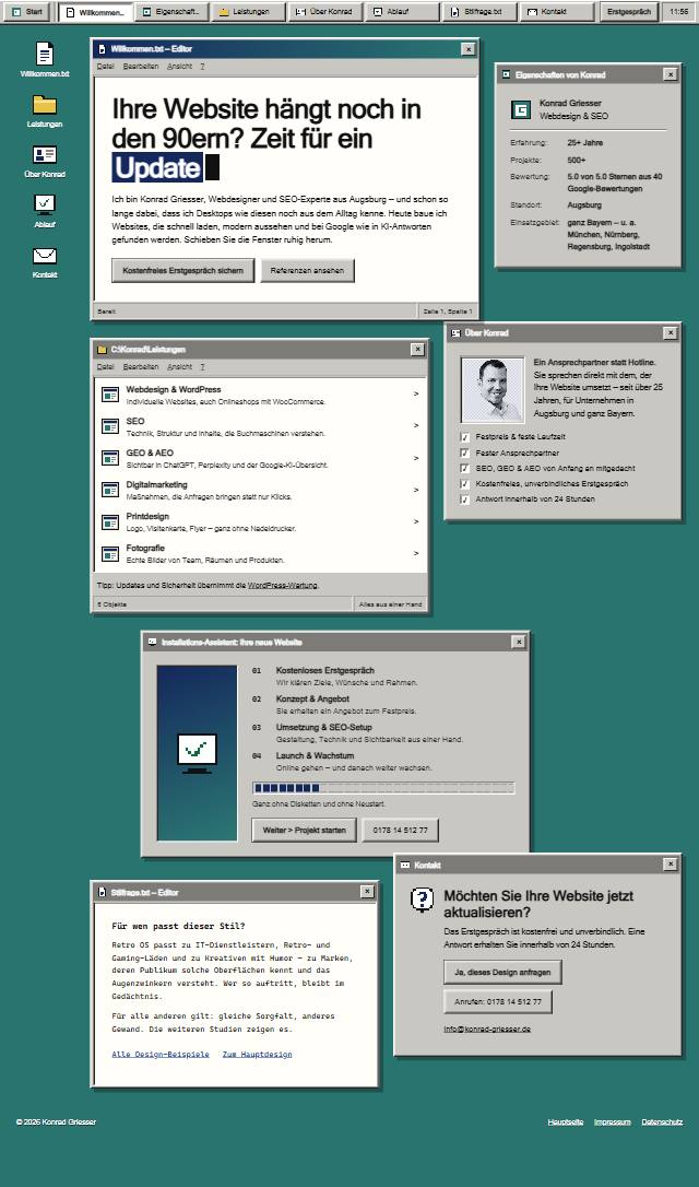 Design-Studie „Retro OS“ — Website-Beispiel von Konrad Griesser