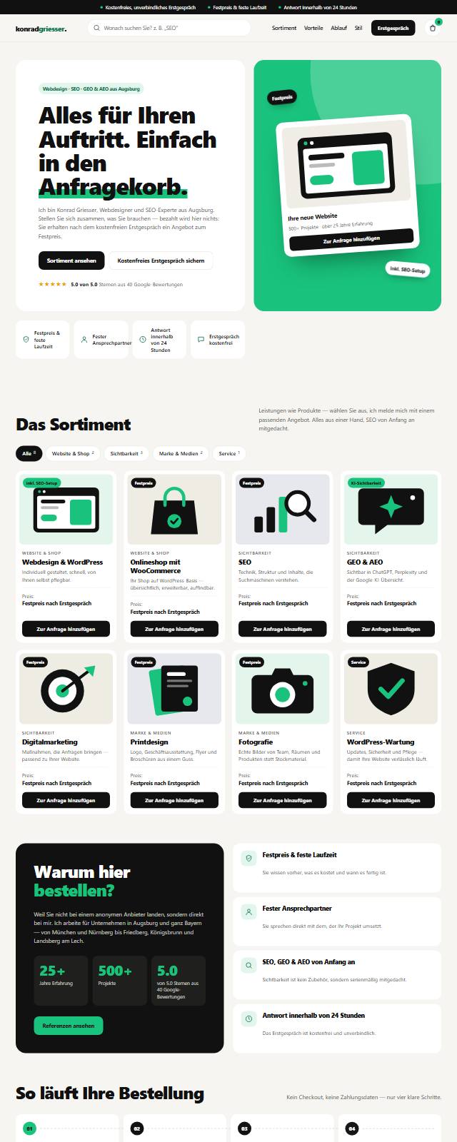 Design-Studie „Shop-Look“ — Website-Beispiel von Konrad Griesser