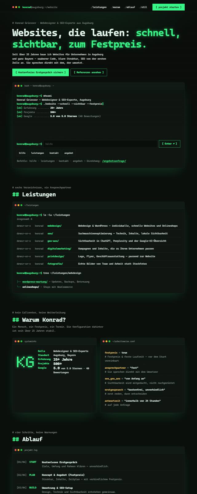 Design-Studie „Terminal“ — Website-Beispiel von Konrad Griesser