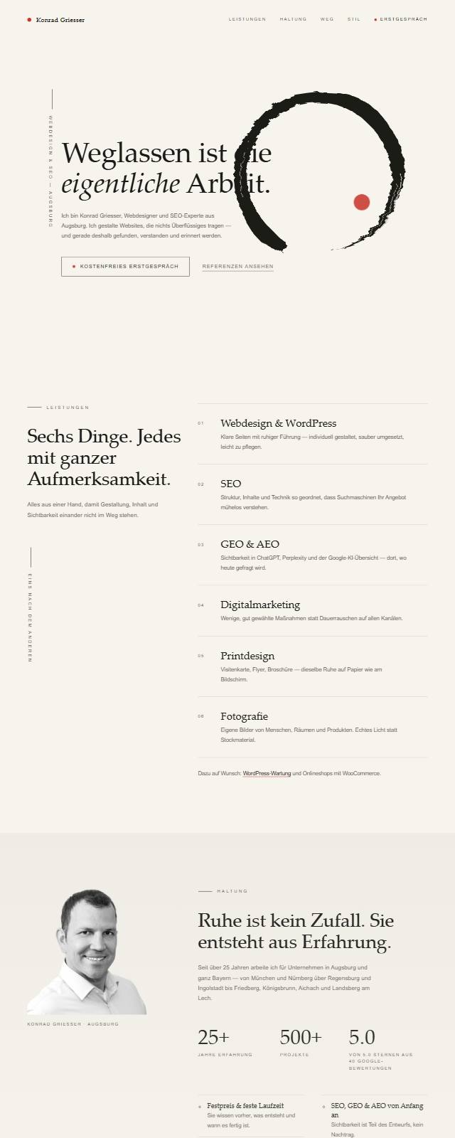 Design-Studie „Zen“ — Website-Beispiel von Konrad Griesser